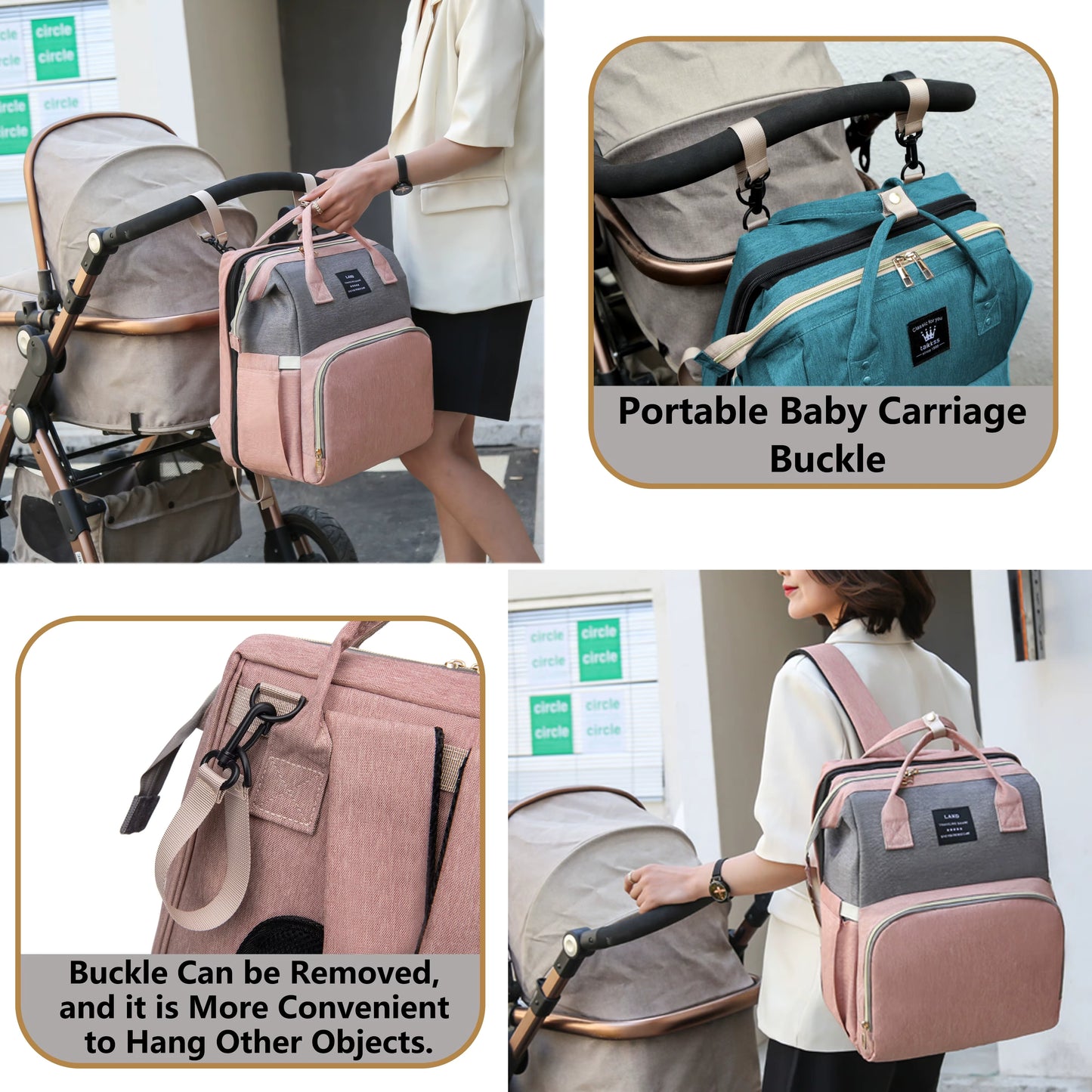 3-in-1 Diaper Bag with Foldable Baby Bed