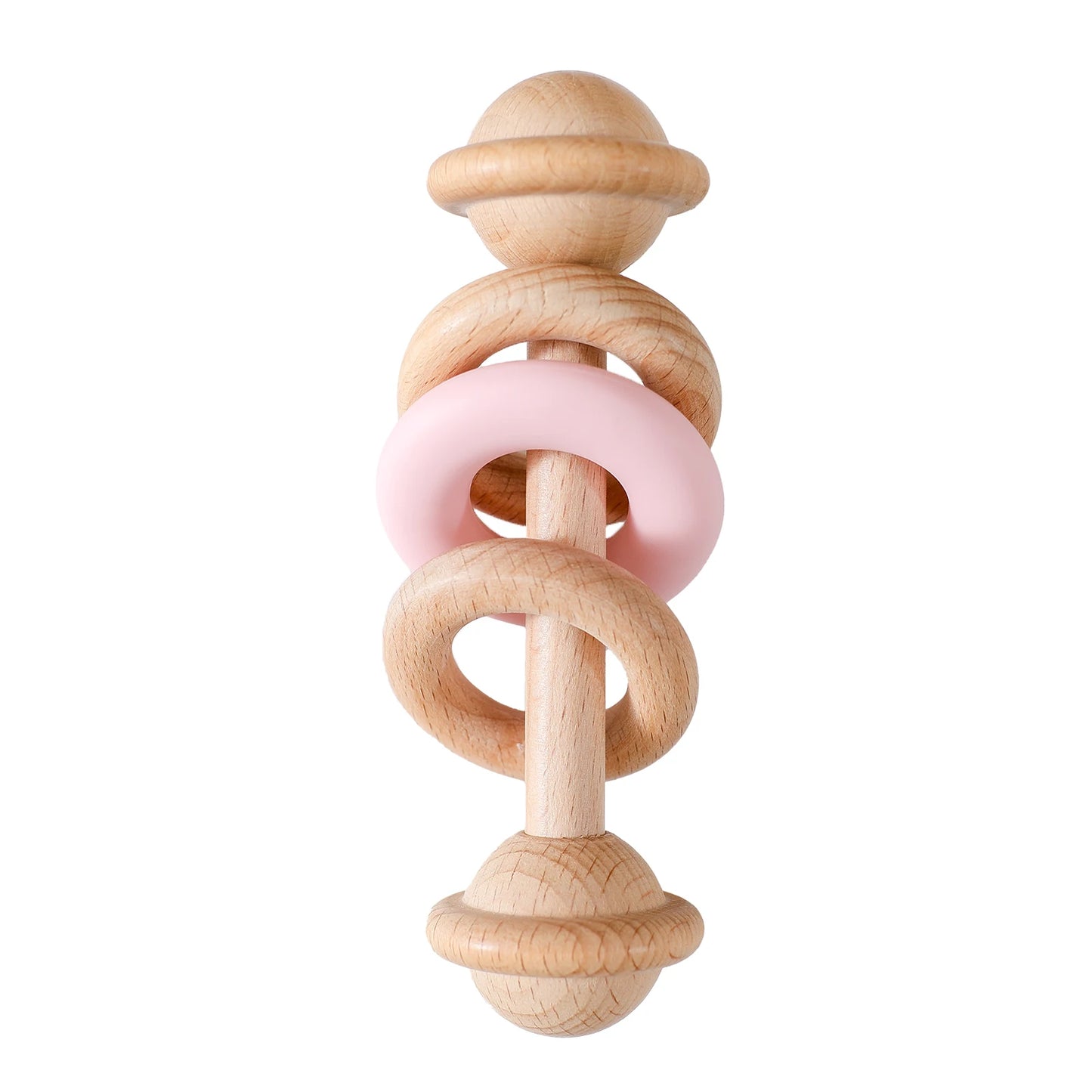 Baby Rattle Set with Silicone & Wooden Teethers
