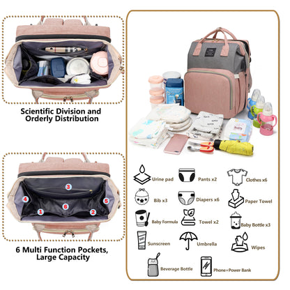 3-in-1 Diaper Bag with Foldable Baby Bed