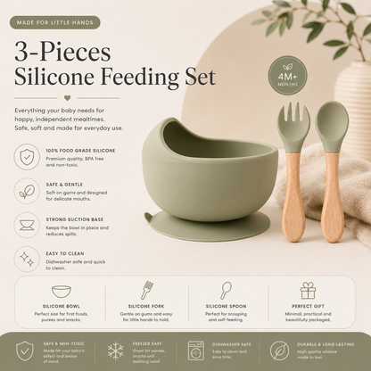 3-Pieces Silicone Feeding Set