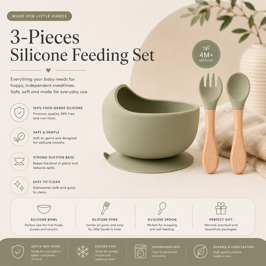 3-Pieces Silicone Feeding Set