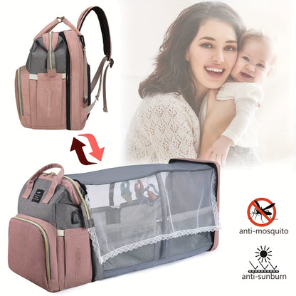 3-in-1 Diaper Bag with Foldable Baby Bed