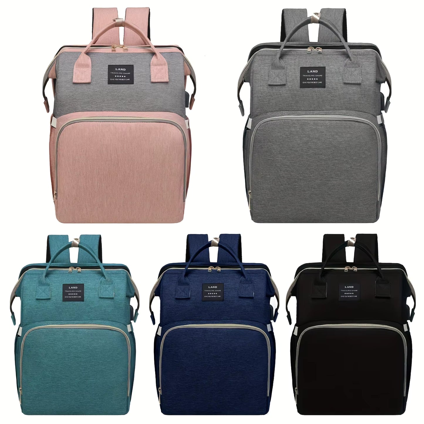 3-in-1 Diaper Bag with Foldable Baby Bed