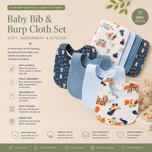Baby Bib & Burp Cloth Set