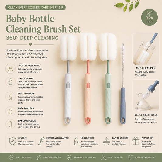 Baby Bottle Cleaning Brush Set (360°)