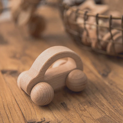 Natural Beech Wood Baby Rattle Set