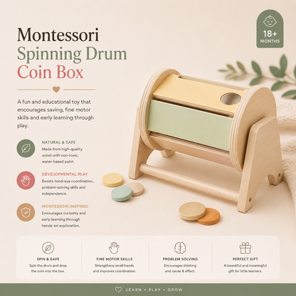 Montessori Spinning Drum Coin Box