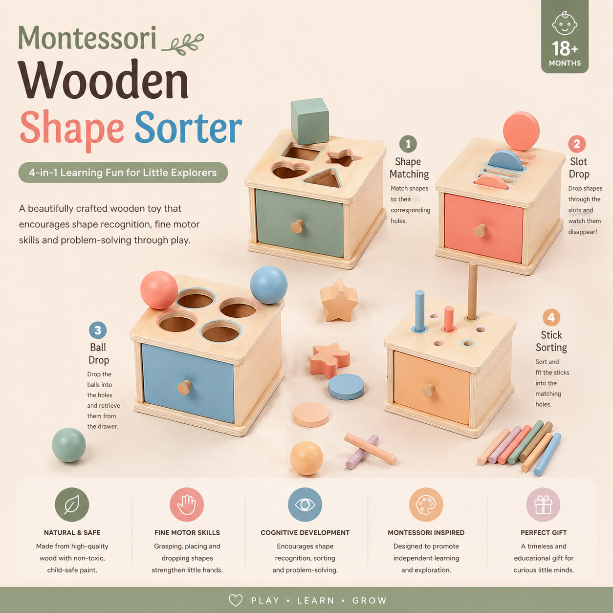 Montessori Wooden Shape Sorter