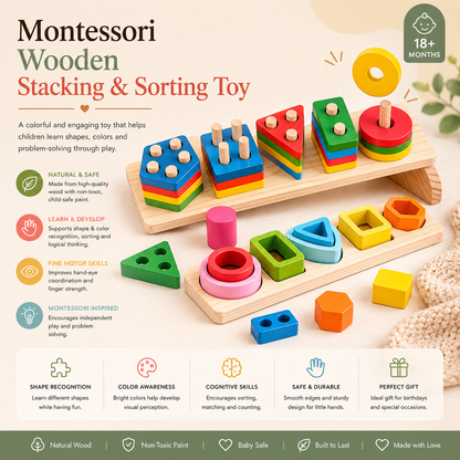 Montessori Wooden Stacking & Sorting Toy