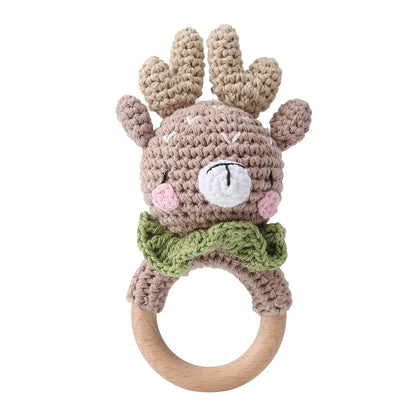 Handcrafted Crochet Bunny Rattle with Wooden Teether