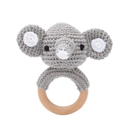 Handcrafted Crochet Bunny Rattle with Wooden Teether