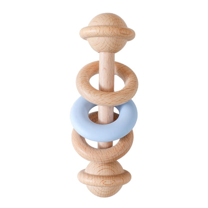 Baby Rattle Set with Silicone & Wooden Teethers