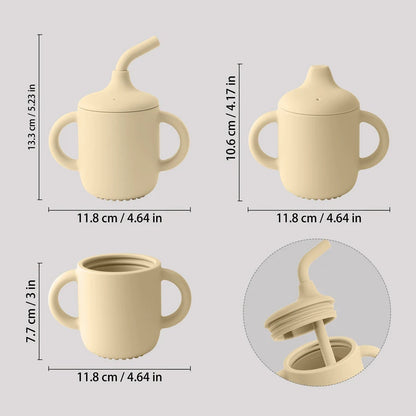 Silicone Straw Cup with Dual Lids