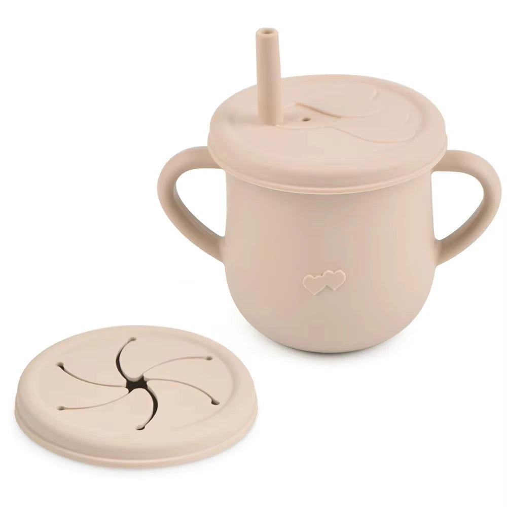 Siliconen babytrainingsbeker en snackbeker 2-in-1