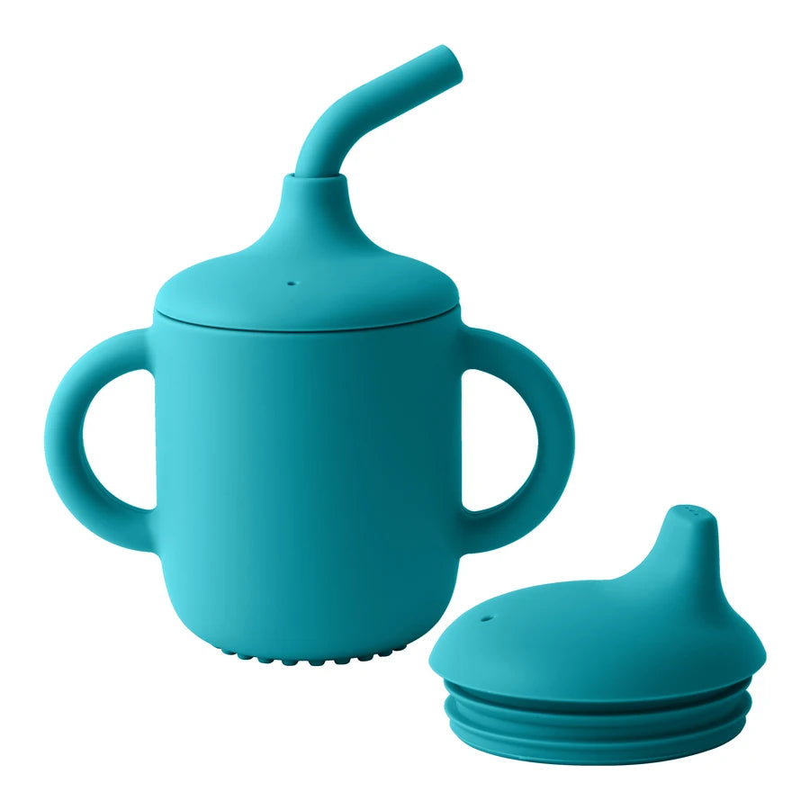 Silicone Straw Cup with Dual Lids