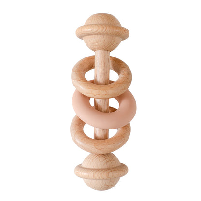 Baby Rattle Set with Silicone & Wooden Teethers