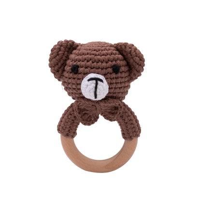 Handcrafted Crochet Bunny Rattle with Wooden Teether