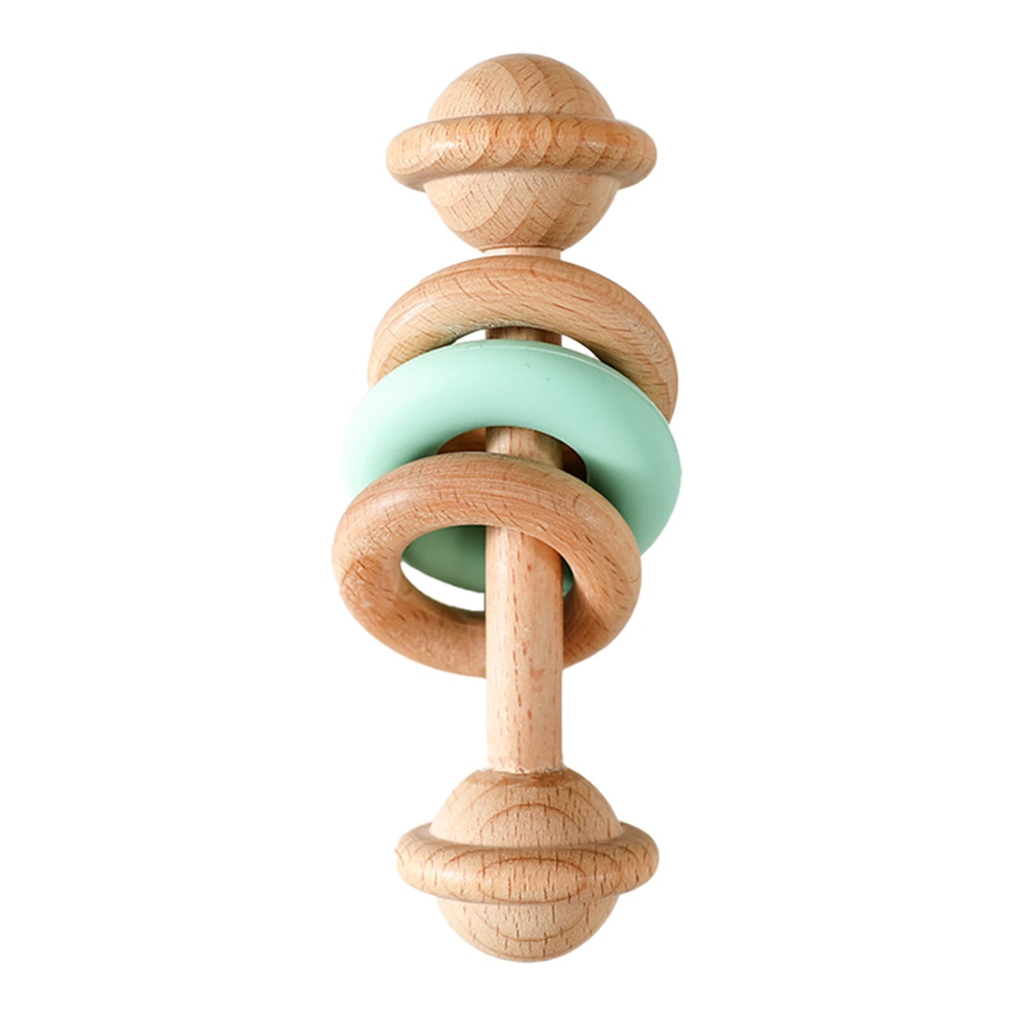 Baby Rattle Set with Silicone & Wooden Teethers