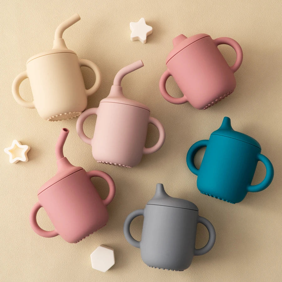 Silicone Straw Cup with Dual Lids