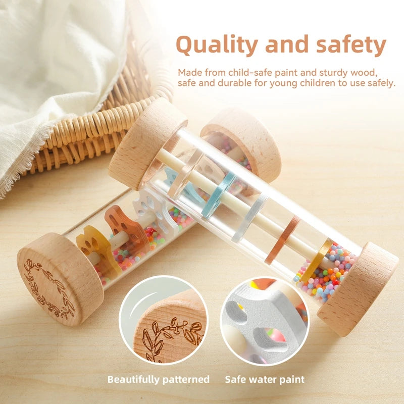 Wooden Montessori Rainmaker Rattle Toy