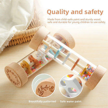 Wooden Montessori Rainmaker Rattle Toy