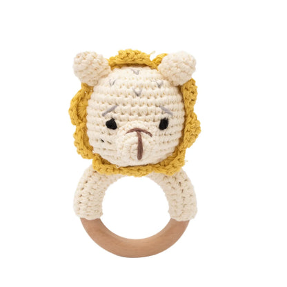 Handcrafted Crochet Bunny Rattle with Wooden Teether
