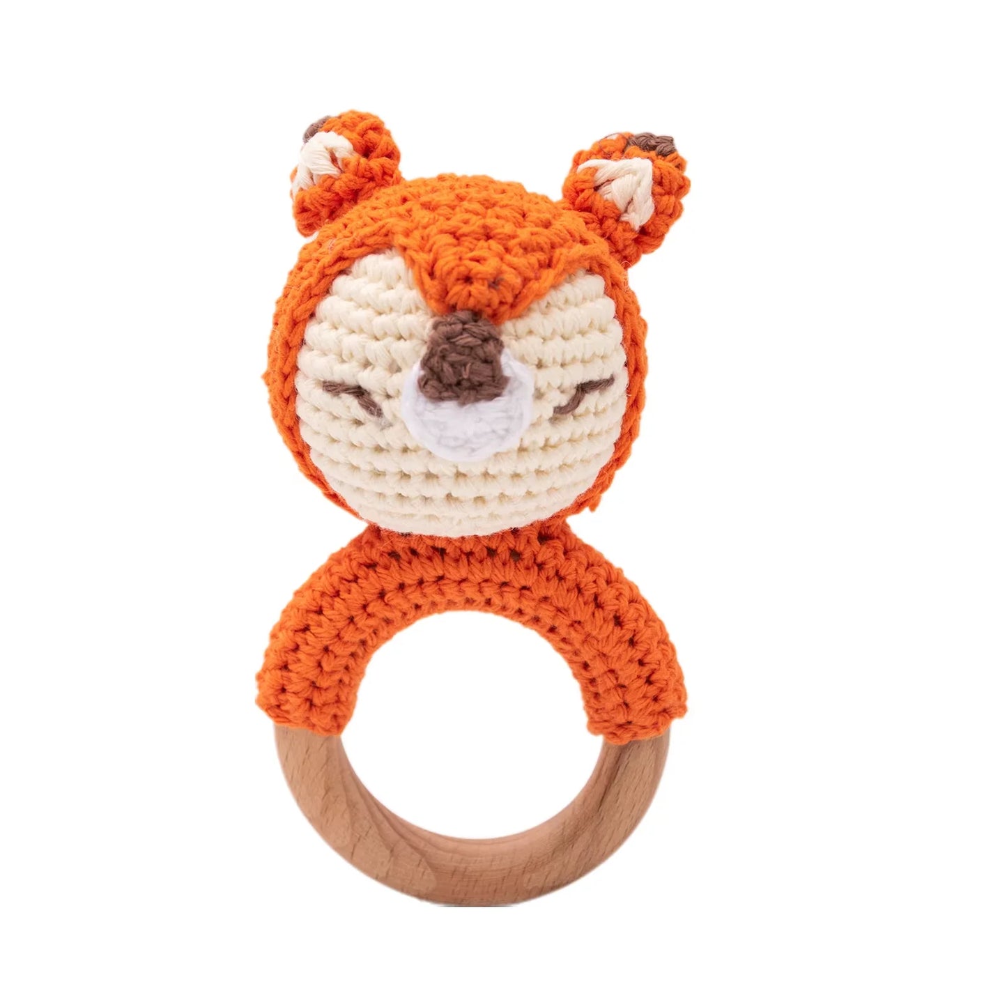 Handcrafted Crochet Bunny Rattle with Wooden Teether