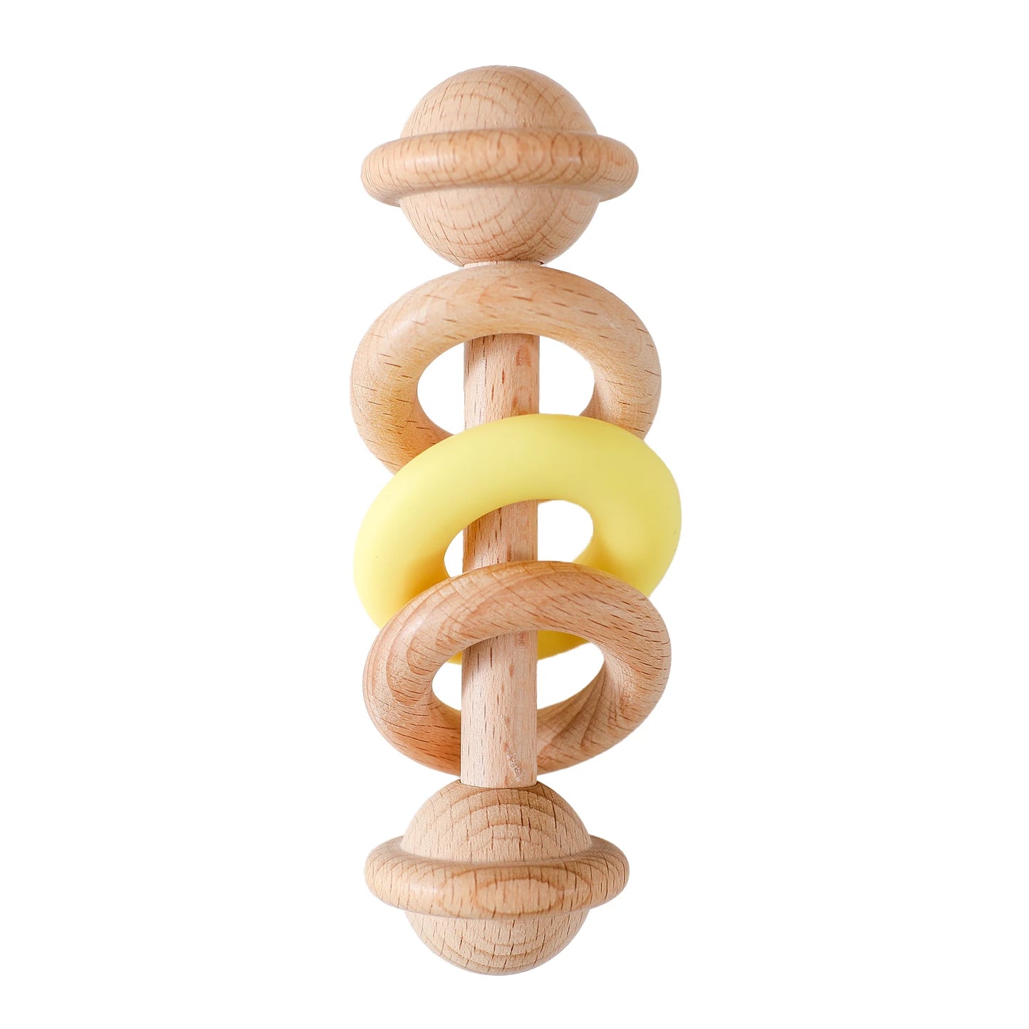Baby Rattle Set with Silicone & Wooden Teethers