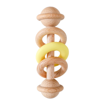 Baby Rattle Set with Silicone & Wooden Teethers