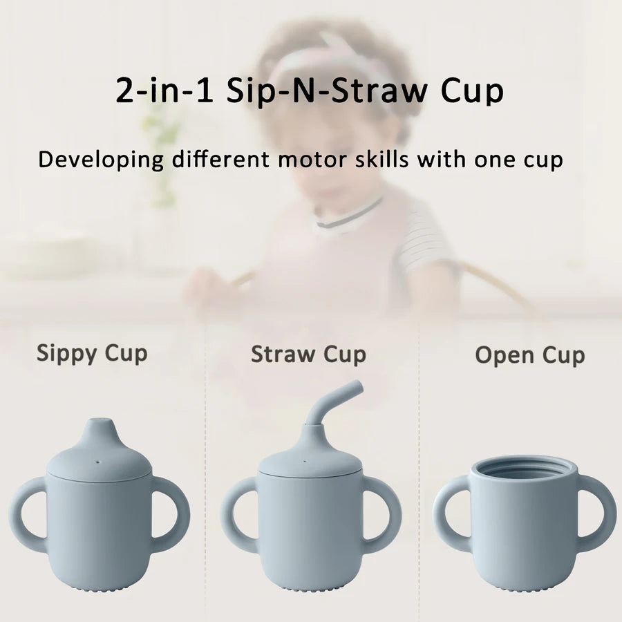 Silicone Straw Cup with Dual Lids