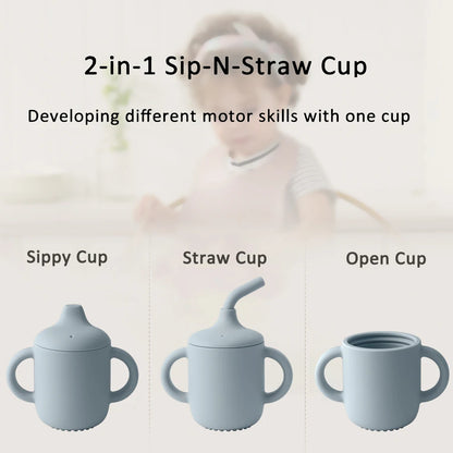 Silicone Straw Cup with Dual Lids