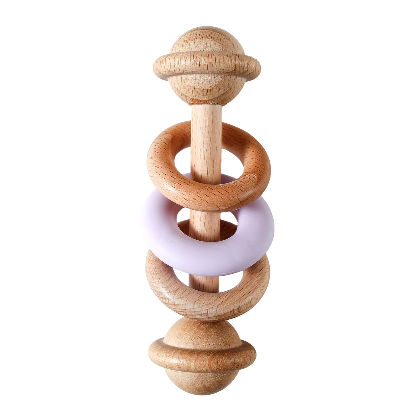 Baby Rattle Set with Silicone & Wooden Teethers