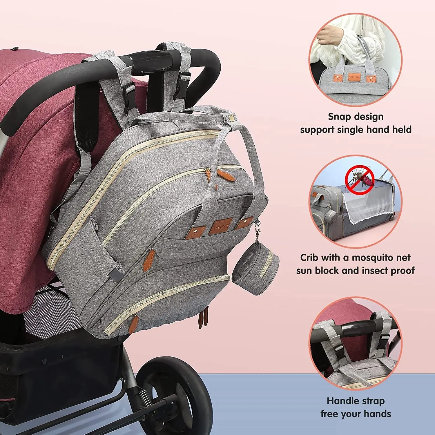 3-in-1 Baby Diaper Bag Backpack with Foldable Travel Bed – LittleNord