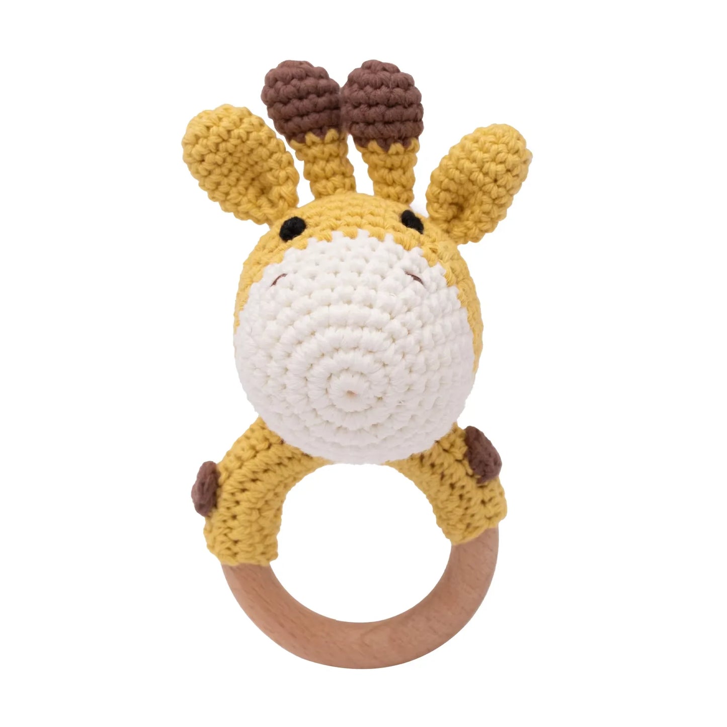 Handcrafted Crochet Bunny Rattle with Wooden Teether
