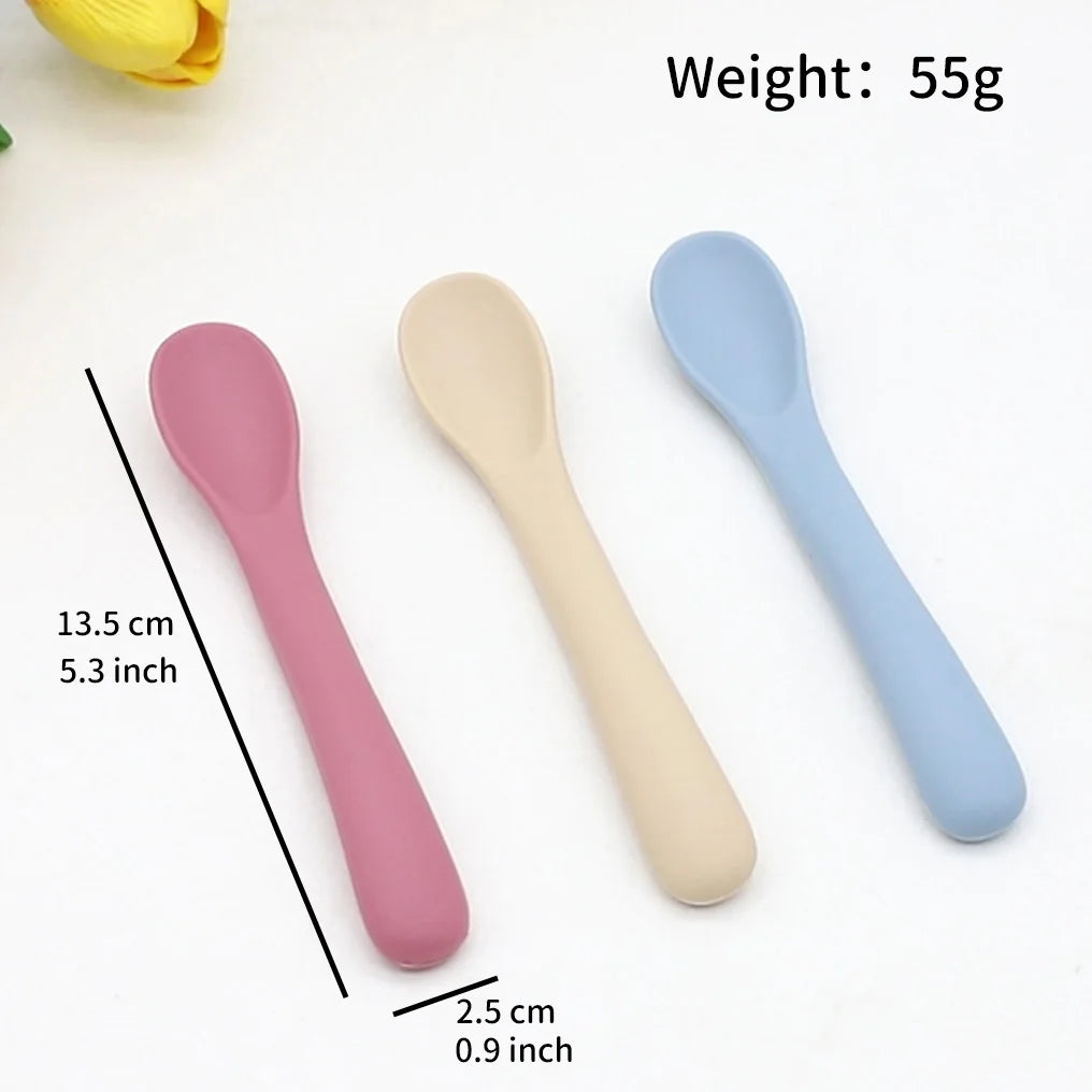 3-Piece Soft Silicone Baby Feeding Spoons