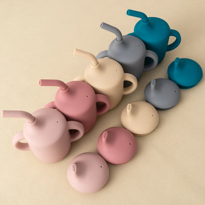 Silicone Straw Cup with Dual Lids