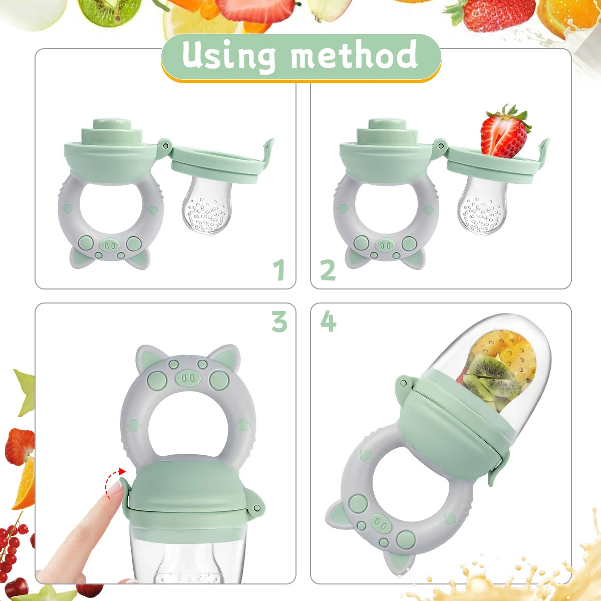 4-Piece Baby Fruit Feeder – Safe Weaning Tool