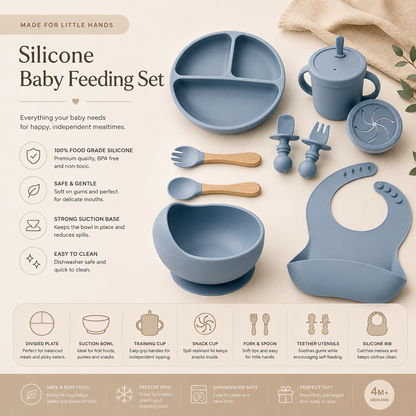 Silicone Baby Feeding Set – Bowl & Utensils