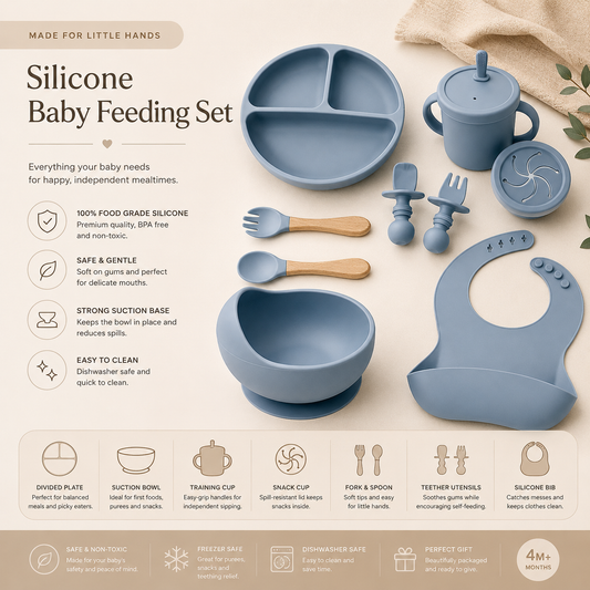 Silicone Baby Feeding Set – Bowl & Utensils