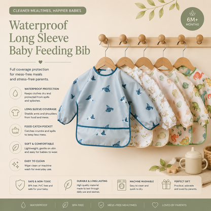 Waterproof Long Sleeve Baby Feeding Bib