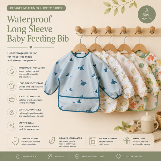 Waterproof Long Sleeve Baby Feeding Bib