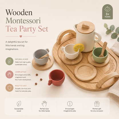 Wooden Montessori Tea Party Set