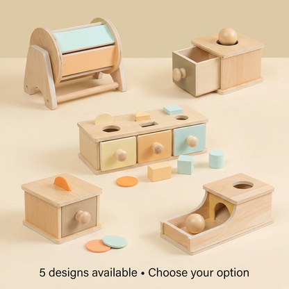All five Montessori toy designs