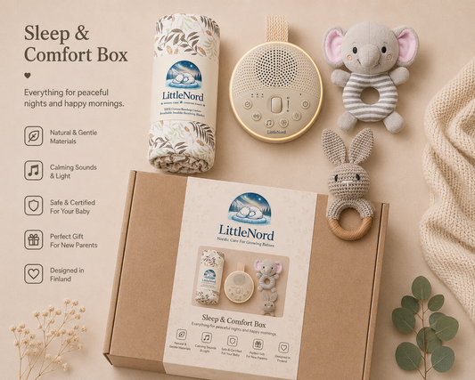 Caja de regalo LittleNord para el sueño y confort del bebé con máquina de ruido blanco