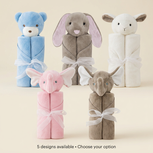 Five animal blanket designs