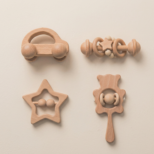 Natural Beech Wood Baby Rattle Set redesign