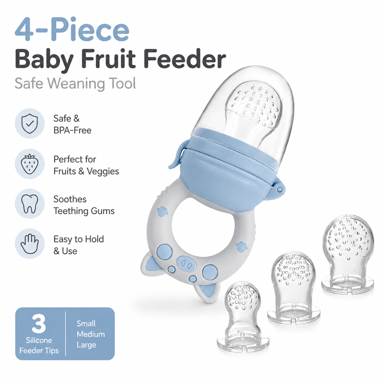 4-Piece Baby Fruit Feeder – Safe Weaning Tool