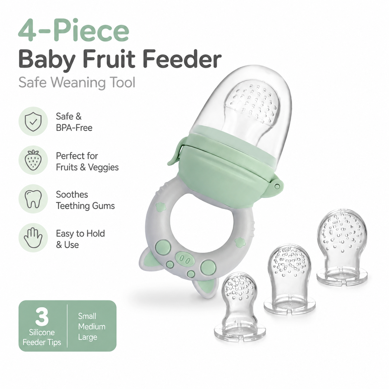 4-Piece Baby Fruit Feeder – Safe Weaning Tool