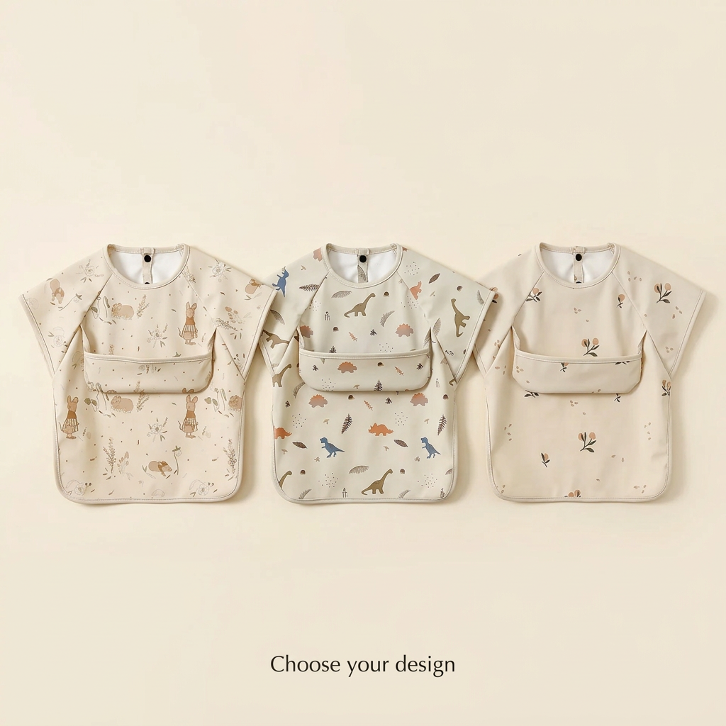 Short-sleeve feeding apron bib design selection