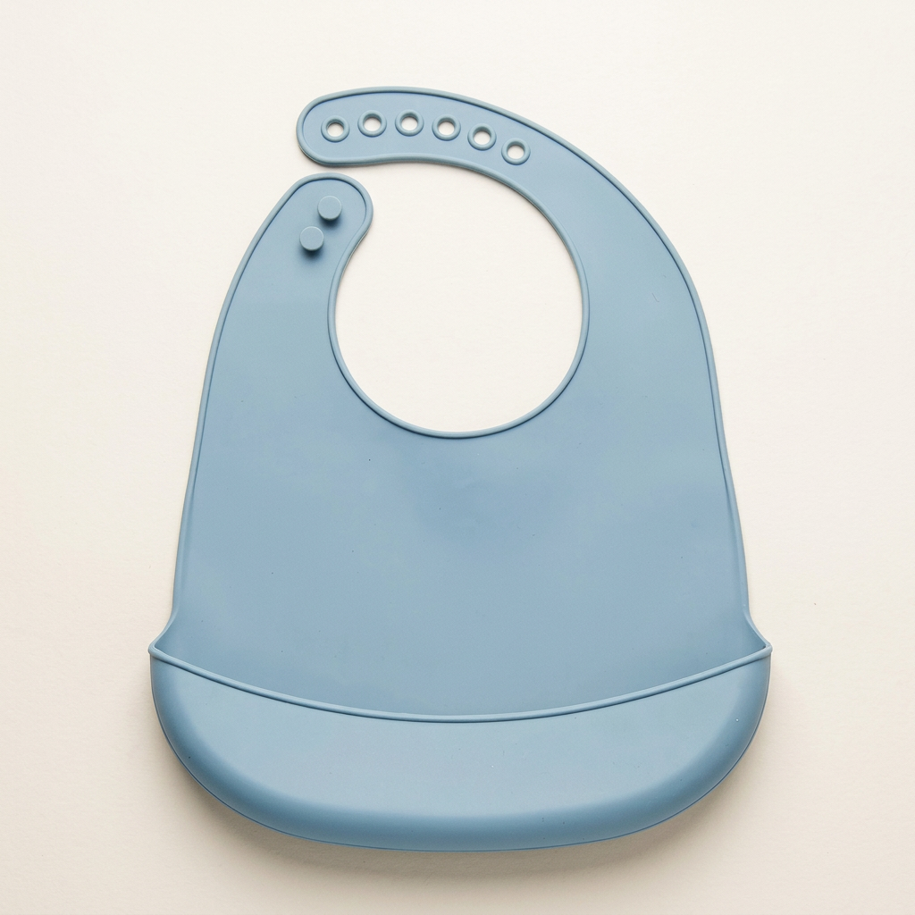 Single dusty-blue silicone bib cover
